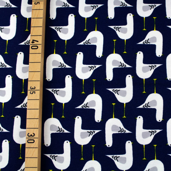 Tissue jersey organique Seagulls - marine (GOTS)