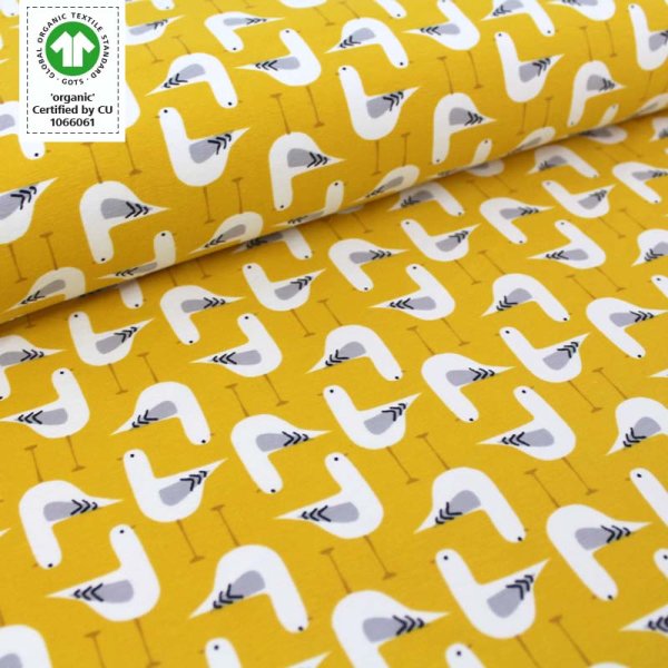 Tissue jersey organique Seagulls - senf (GOTS)