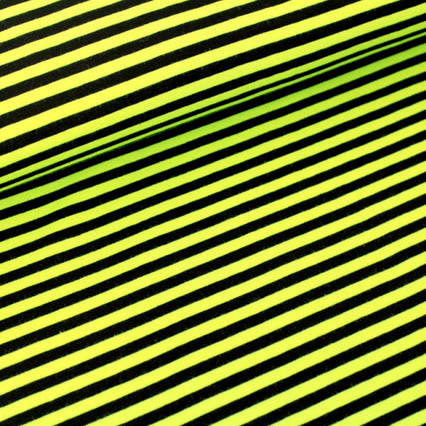 Biojersey Streifen - schwarz-neongrün 66