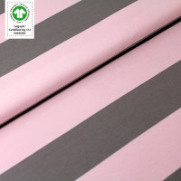 Biojersey Blockstreifen rosa-grau