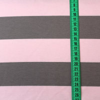 Tissue jersey organique Blockstreifen rosa-grau