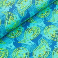 Tissue jersey organique Paisleyfant - Meerblau