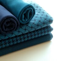 Organic jacquard Hahnentritt petrol