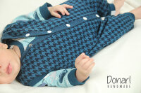 Organic jacquard Hahnentritt petrol