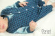 Organic jacquard Hahnentritt petrol