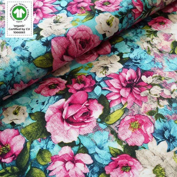 Tissue jersey organique Flower Garden