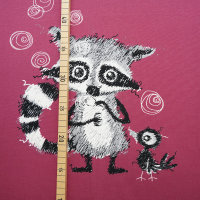 Tissue jersey organique Racoons Panel holunder (GOTS)
