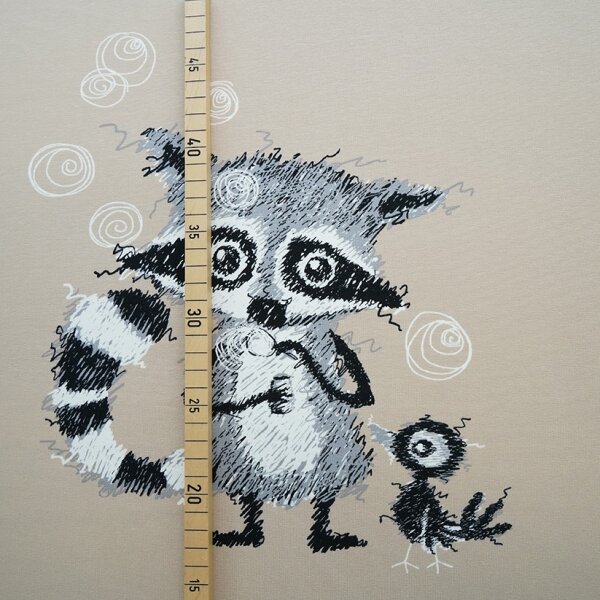 Organic jersey Racoons Panel macadamia