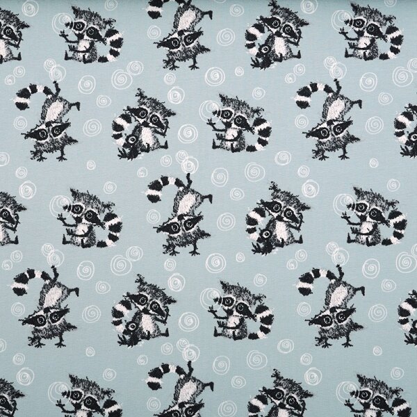 Tissue jersey organique Racoons Allover gletscher
