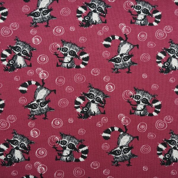 Tissue jersey organique Racoons Allover holunder