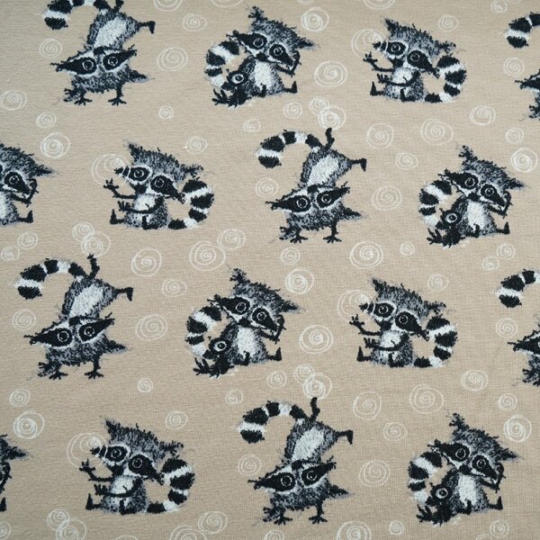 Organic jersey Racoons Allover macadamia