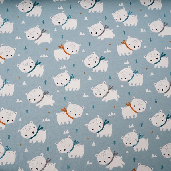Tissue jersey organique Eisbärchen blau