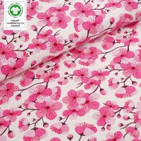 Tissue jersey organique Kirschblüten weiß (GOTS)