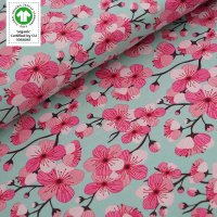 Tissue jersey organique Kirschblüten grün