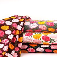 Tissue jersey organique Pfingstrosen weiß