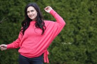 Organic summer knit Blüten himbeer