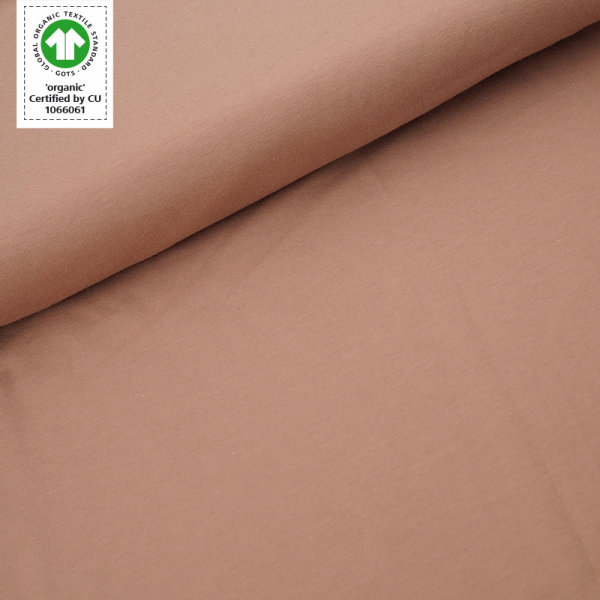 Tissue jersey organique de couleur unietaupe (GOTS)