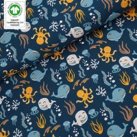 Tissue jersey organique Unter dem Meer (GOTS)