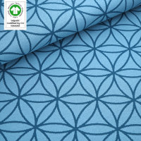 Organic jacquard Blume des Lebens beach house blue (GOTS)