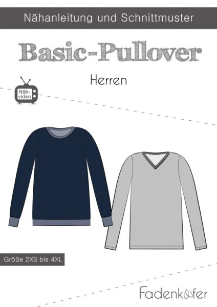 Papierschnittmuster Basic-Pullover Herren