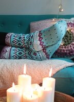 Tissue jacquard organique Cosy Winter blau