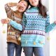 Tissue jacquard organique Cosy Winter blau