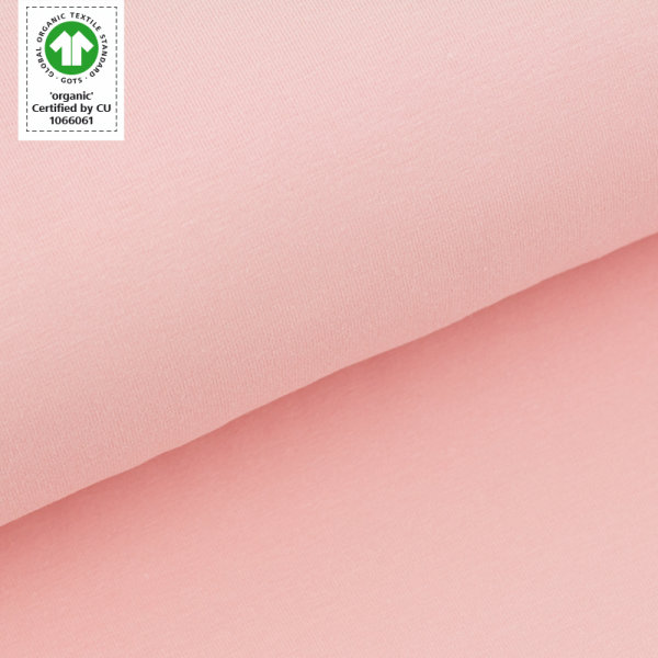 Tissue jersey organique de couleur uniepeach rose (GOTS)