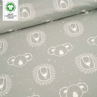 Tissue jersey organique Coole Koalas silver green (GOTS)