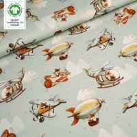 Tissue jersey organique Fliegender Fuchs grün (GOTS)