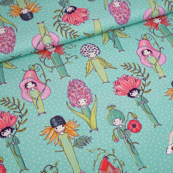 Organic jersey Susalabims Blumenleute grün