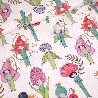 Tissue jersey organique Susalabims Blumenleute weiß