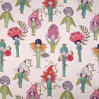 Tissue jersey organique Susalabims Blumenleute weiß