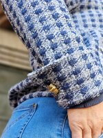 Organic Bouclé Karo blau