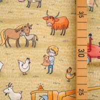 Tissue jersey organique Susalabims Bauernhof gelb