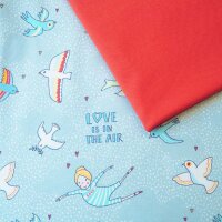 Stoffpaket 1m Susalabims Vogelflug mit 0,5m Unijersey poppy