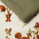 Stoffpaket 1m Waldtiere mit 0,5m Jacquard Rippenmuster moos