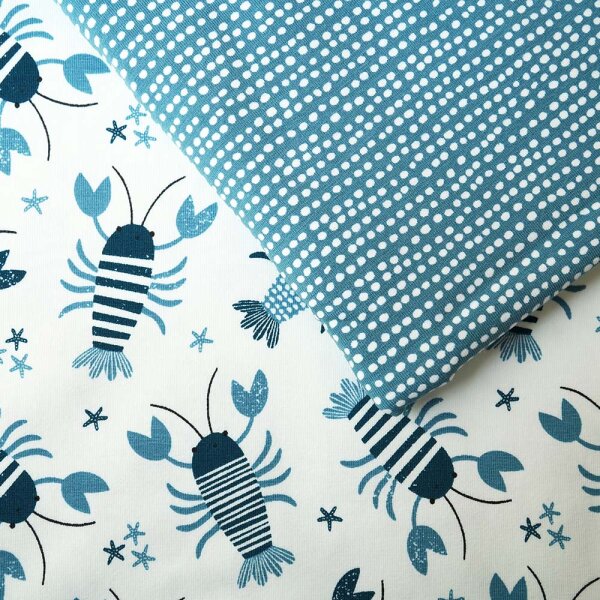 Stoffpaket 1m Lobster blau mit 0,5m Dotted Lines beach house blue