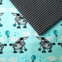 Stoffpaket 1m Donkey Lou türkis  mit 0,5m Kuller...