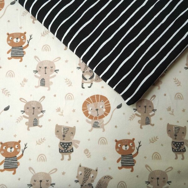 Stoffpaket 1m Buddies mit 0,5m Good Vibes schwarz