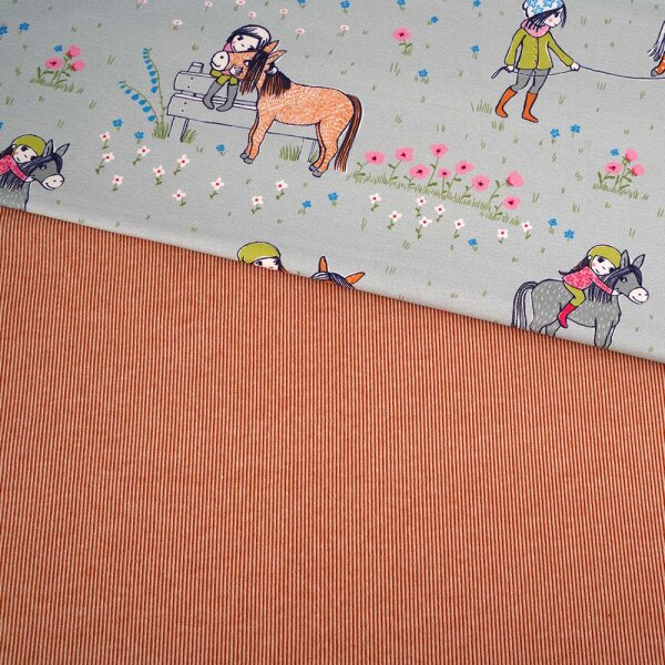 Set 1m Rippenmuster cognac with 0,5m Susalabims Ponyliebe