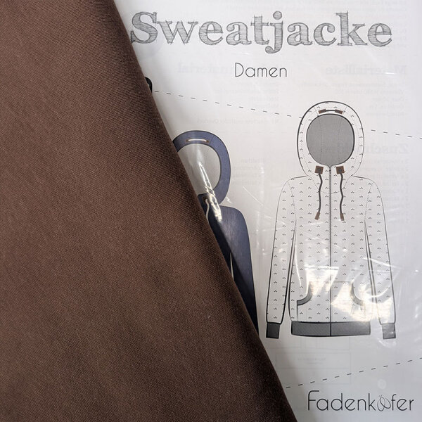 Stoff+Schnitt Sweatjacke Damen+Softsweat schoko