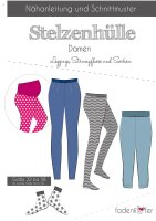 Stoff+Schnitt Stelzenhülle Damen+Rainbow schwarz-blau