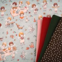 Tissue jersey organique Susalabims Weihnachtswerkstatt grün
