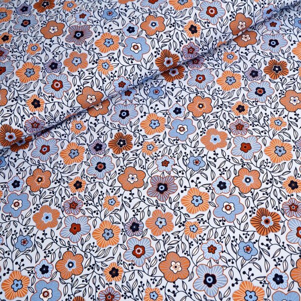 Biojersey Susalabims Kleine Blumen blaubraun