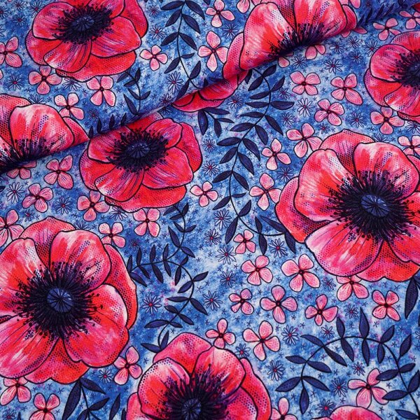 Biojersey Susalabims Mohnblumen blau
