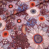 Tissue jersey organique Susalabims Sommerblumen braun
