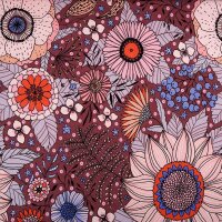 Tissue jersey organique Susalabims Sommerblumen braun