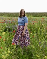 Tissue jersey organique Susalabims Sommerblumen braun